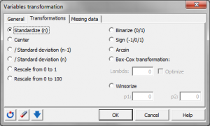 log transformation xlstat